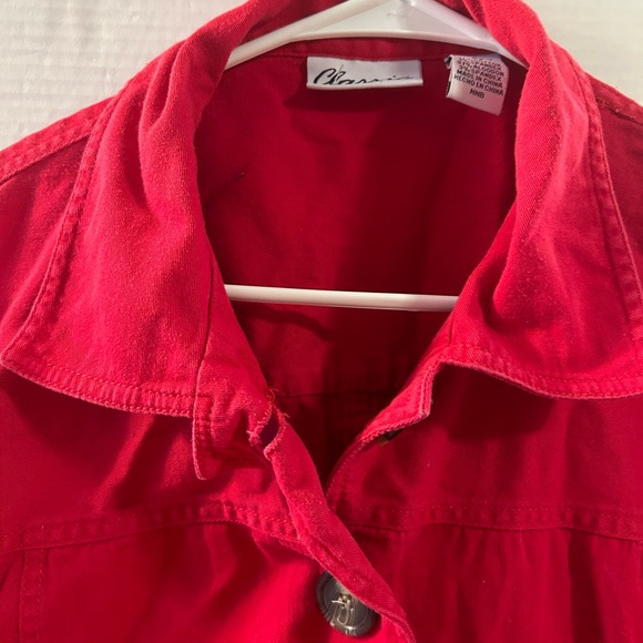 CLASSIC BLUES RED DENIM SHACKET BUTTON POCKETS 2X vintage - Picture 8 of 8